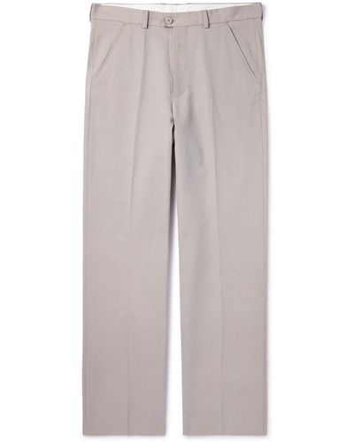 Our Legacy Darien Straight-leg Pleated Striped Cotton-blend Pants - Gray