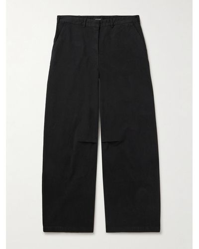 Entire studios High-rise Pm Wide-leg Cotton-twill Trousers - Black