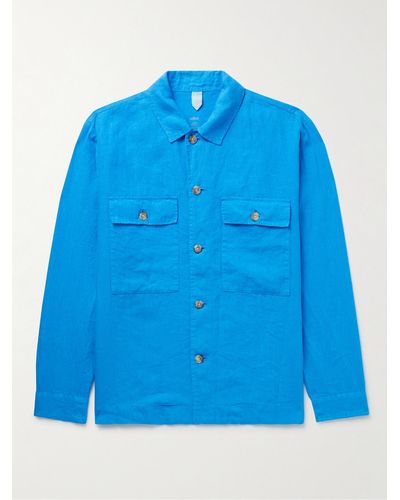 Altea Dylan Linen Overshirt - Blue