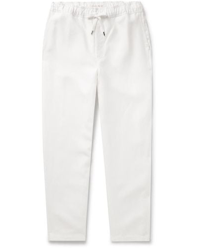 Derek Rose Sydney 1 Slim-fit Linen Drawstring Pants - White