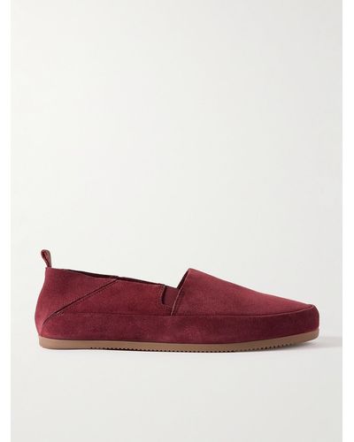 Mulo Travel Collapsible-heel Suede Loafers - Red