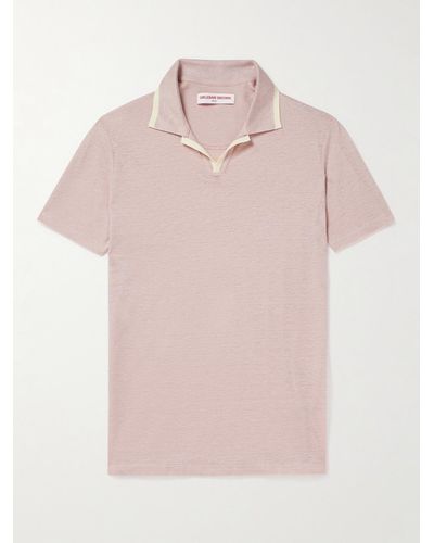 Orlebar Brown Felix Linen-jersey Polo Shirt - Pink