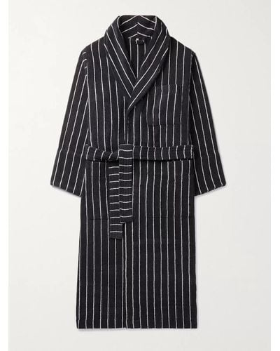 Tekla Striped Organic Cotton-terry Robe - Black