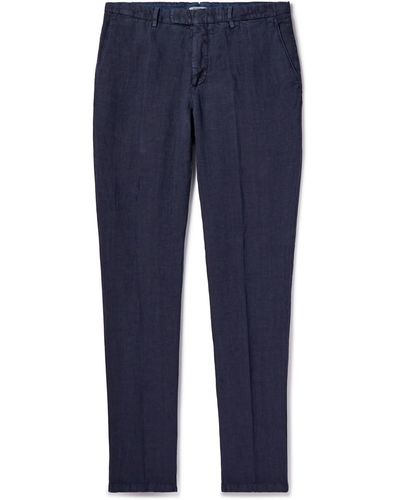 Boglioli Straight-leg Garment-dyed Linen Pants - Blue