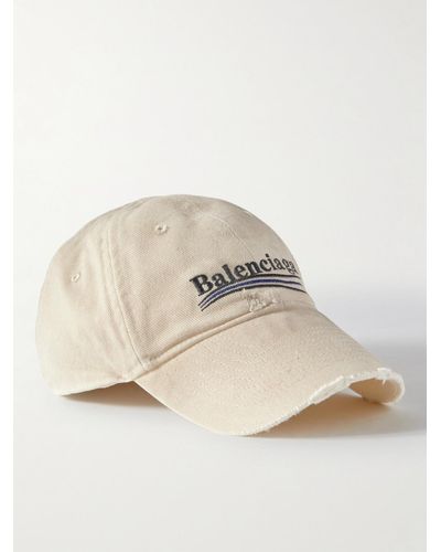 Balenciaga Logo-embroidered Distressed Cotton-twill Baseball Cap - Multicolour