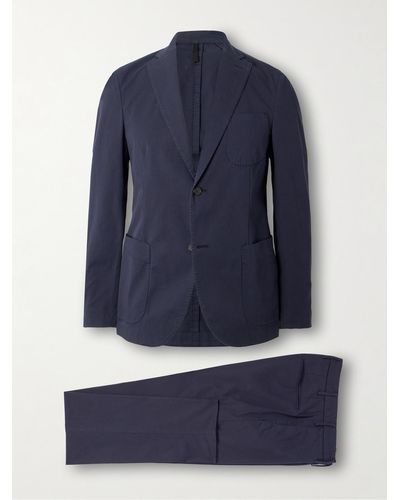 Incotex Schmal geschnittener Anzug aus Gabardine aus einer Baumwollmischung - Blau