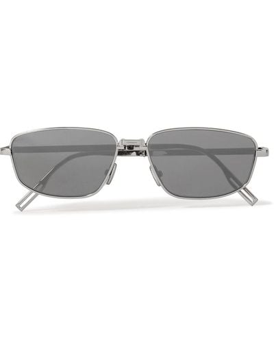 Dior Dior90 S1u Rectangular-frame Silver-tone Sunglasses - Gray