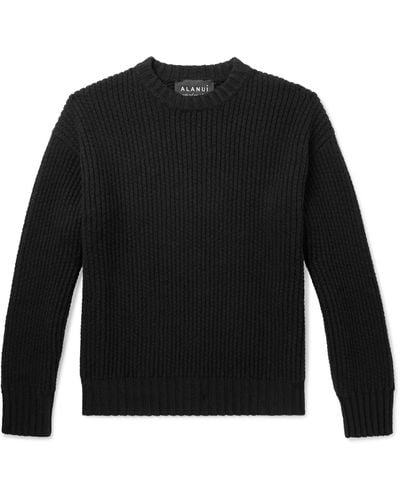 Alanui Ribbed Cashmere And Cotton-blend Sweater - Black