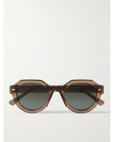 Ahlem Marcadet Hexagonal-frame Acetate Sunglasses - Brown