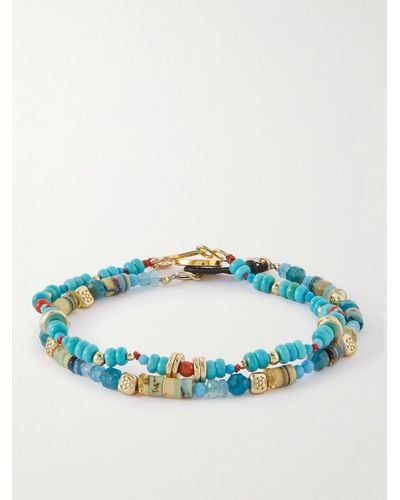 Peyote Bird Del Mar Set aus zwei Armbändern mit Zierperlen aus mehreren Steinen und vergoldeten Details - Blau