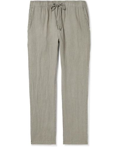 James Perse Straight-leg Garment-dyed Linen-canvas Drawstring Pants - Gray