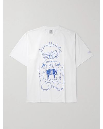 Vetements T-shirt oversize in jersey di cotone con logo Scribbled Teen - Bianco
