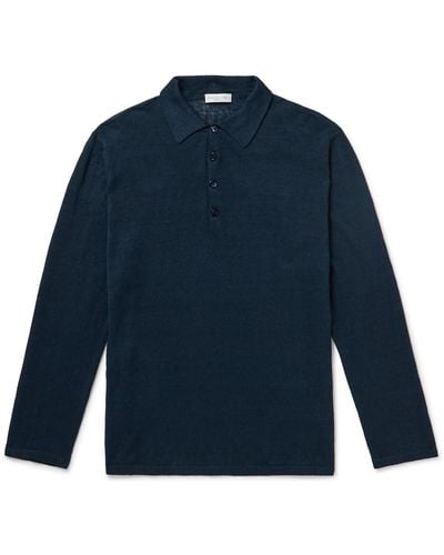 Richard James Slim-fit Linen Polo Shirt - Blue
