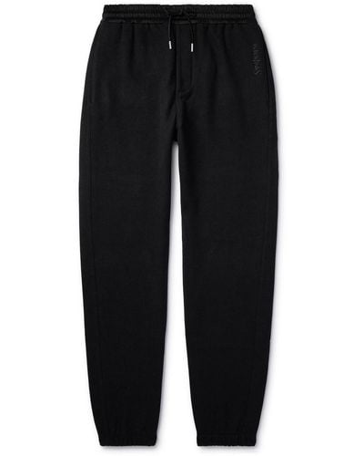 Saint Laurent Logo-embroidered Organic Cotton-jersey Sweatpants - Black
