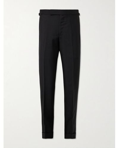 Tom Ford O'connor Slim-fit Mohair And Wool-blend Trousers - Black