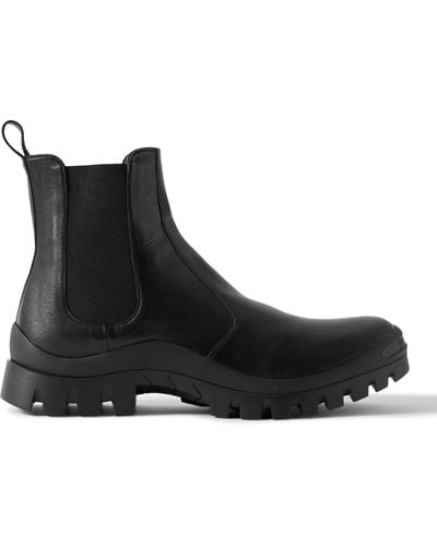 The Row Greta Textured-leather Chelsea Boots - Black