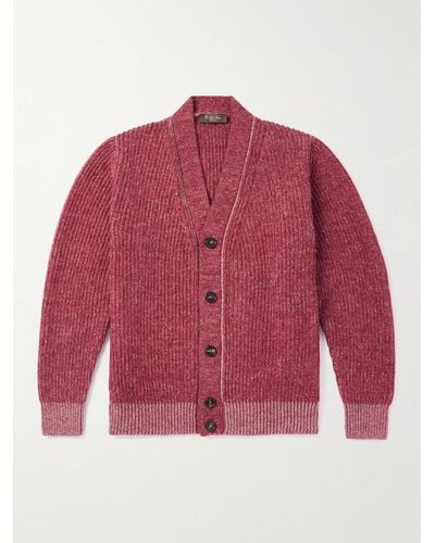 Loro Piana Sey Ribbed Cashmere And Silk-blend Cardigan - Red