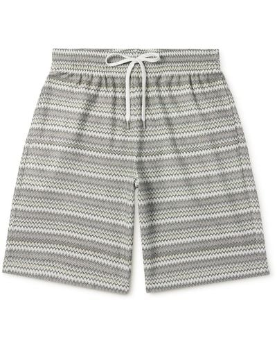 Missoni Straight-leg Striped Crochet-knit Drawstring Shorts - Gray