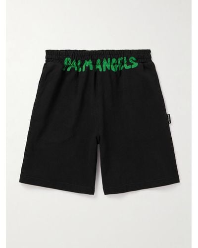 Palm Angels Shorts aus Baumwoll-Jersey mit Logoprint und Kordelzugbund - Grün