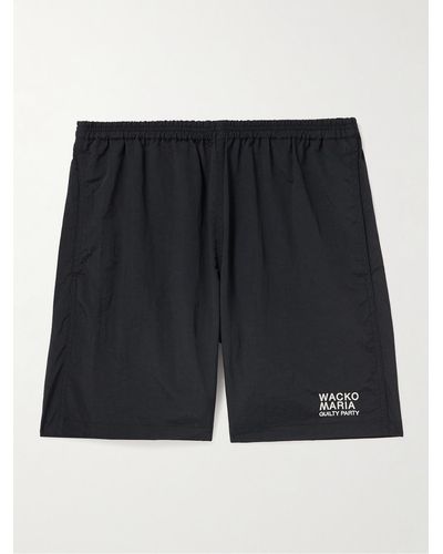 Wacko Maria Straight-leg Logo-print Shell Drawstring Shorts - Black