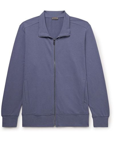 Zimmerli of Switzerland Stretch Modal And Cotton-blend Jersey Track Jacket - Blue