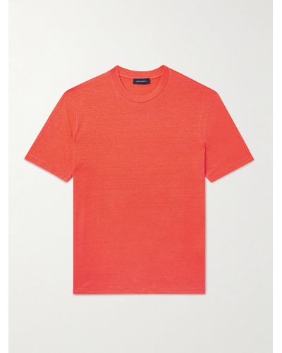 Thom Sweeney Slim-fit Linen-blend Jersey T-shirt - Red
