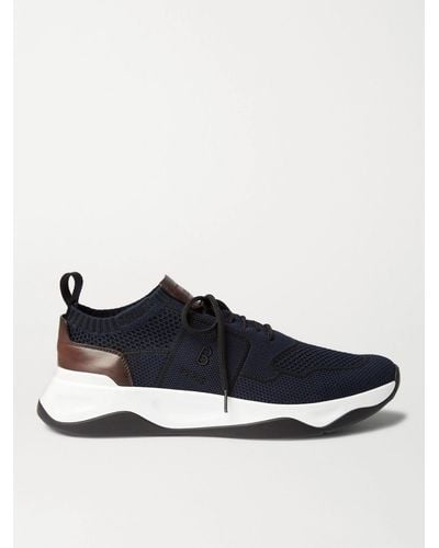 Berluti Shadow Knit And Leather Sneaker - Blue