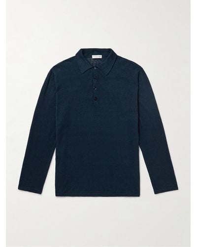 Richard James Slim-fit Linen Polo Shirt - Blue