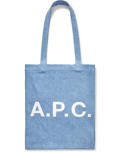 A.P.C. Lou Logo-print Denim Tote Bag - Blue
