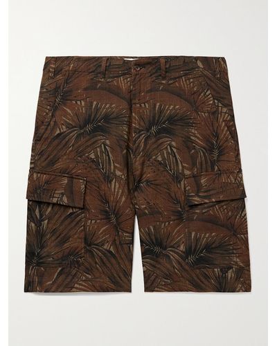 Universal Works Printed Textured-cotton Cargo Shorts - Brown