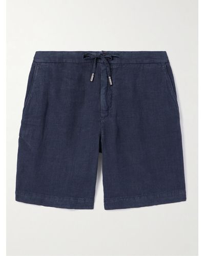 MR P. Straight-leg Linen Drawstring Bermuda Shorts - Blue