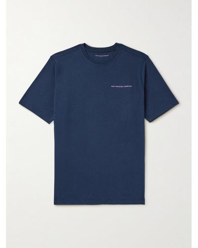 Pop Trading Co. T-Shirt aus Baumwoll-Jersey mit Logoprint - Blau