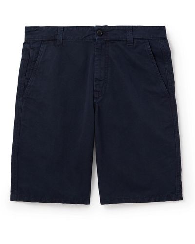 Aspesi Straight-leg Cotton And Linen-blend Bermuda Shorts - Blue