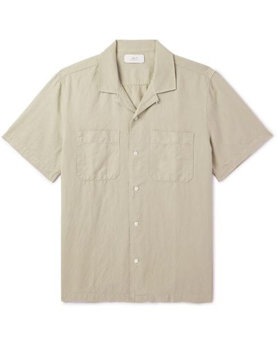 MR P. Michael Convertible-collar Garment-dyed Cotton And Linen-blend Twill Shirt - Natural