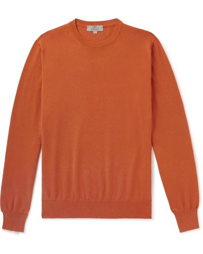 Canali Slim-fit Cotton Sweater - Orange