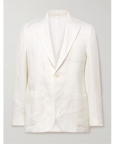 De Petrillo Slim-fit Linen Suit Jacket - Natural