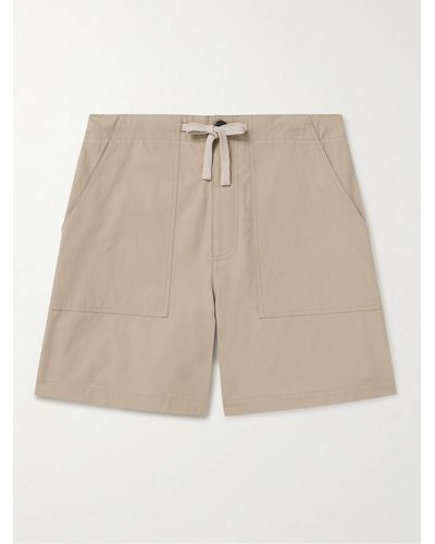 FRAME Patch Traveller Straight-leg Cotton Drawstring Shorts - Natural
