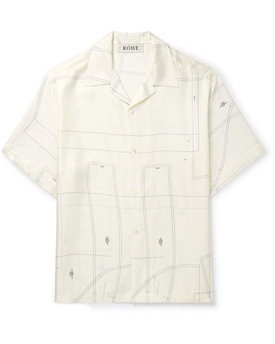 Rohe Camp-collar Printed Silk-twill Shirt - White