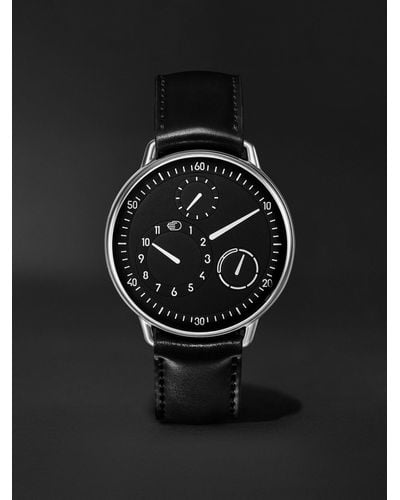 Ressence Type 1 Automatic 42.7mm Titanium And Leather Watch - Black