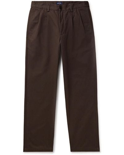 Noah Straight-leg Pleated Cotton-twill Pants - Brown