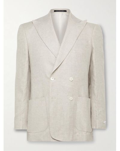 Richard James Double-breasted Linen-twill Suit Jacket - White