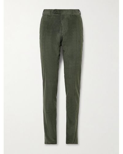 Canali Kei Slim-fit Cotton-blend Corduroy Suit Trousers - Green