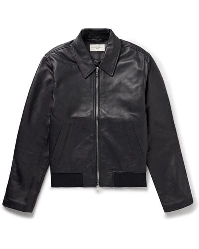 Officine Generale Charles Slim-fit Leather Jacket - Black