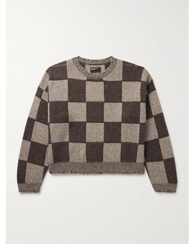 Enfants Riches Deprimes Checked Jacquard-knit Cashmere Jumper - Brown