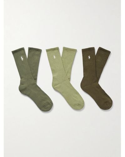 Polo Ralph Lauren Set aus drei Paar Socken aus einer gerippten Baumwollmischung mit Logostickerei - Grün