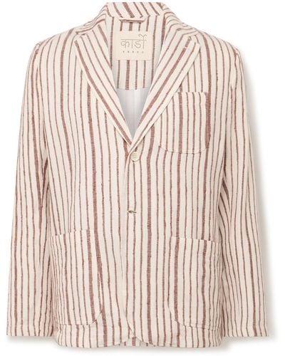 Kardo Hugh Embroidered Striped Cotton Suit Jacket - Pink