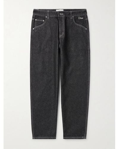 Dime Straight-leg Logo-embroidered Jeans - Black