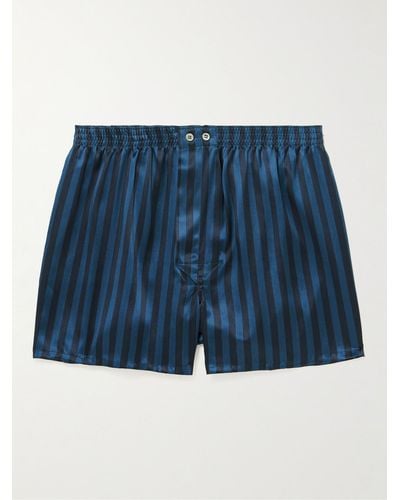 Derek Rose Brindisi Striped Silk-satin Boxer Shorts - Blue