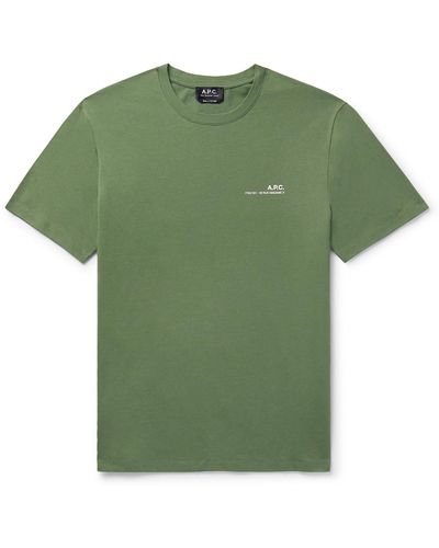 A.P.C. Logo-print Cotton-jersey T-shirt - Green