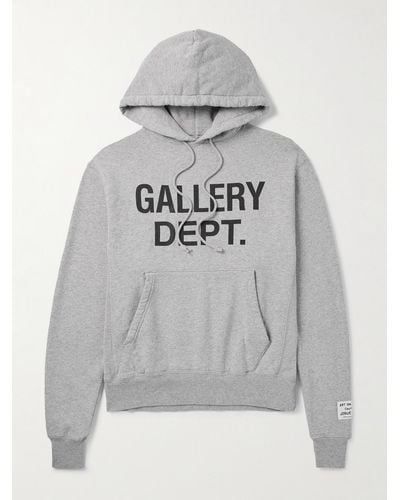 GALLERY DEPT. Logo-print Appliquéd Cotton-jersey Hoodie - Grey